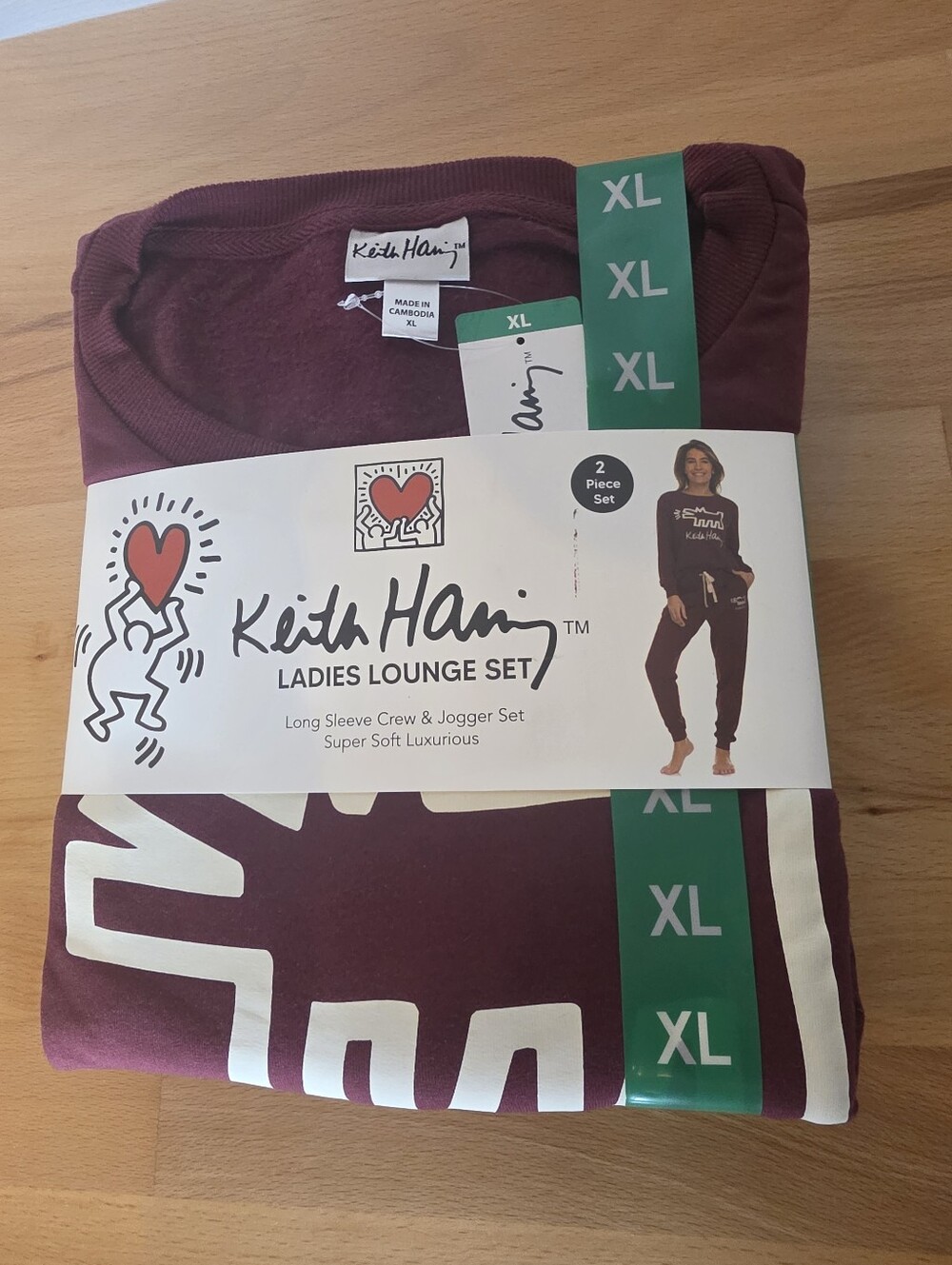 Keith Haring Women's Lounge Set Burgundy XL NWT Artsy Cozy Athleisure